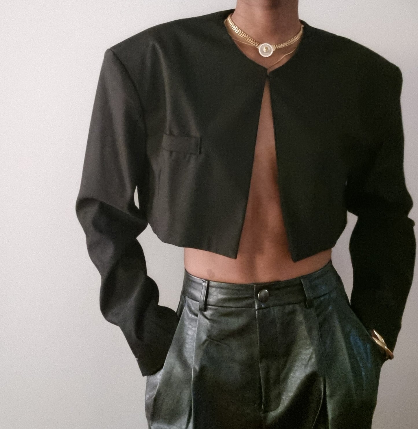 Crop jacket suit