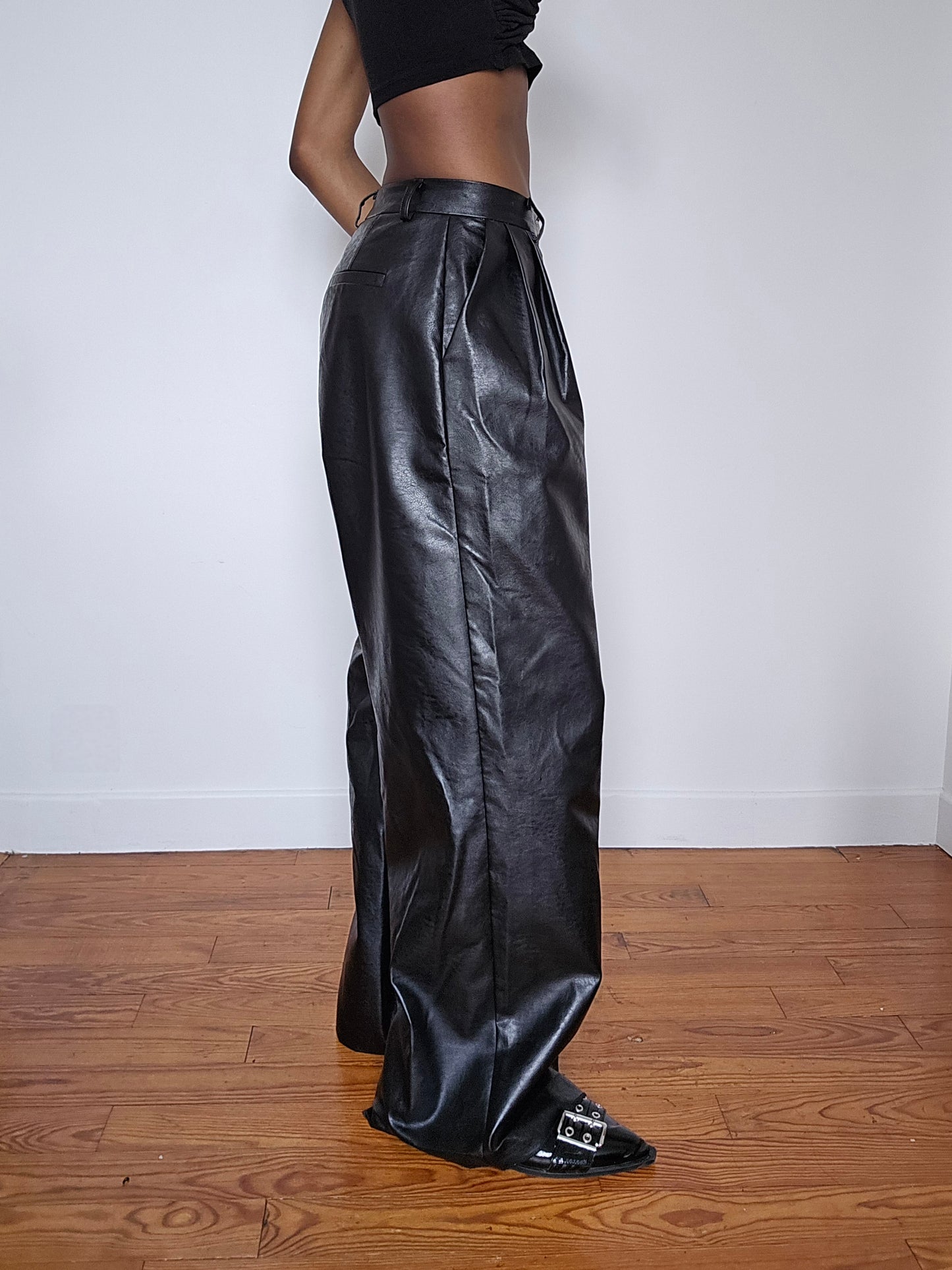 Large leather pants suit