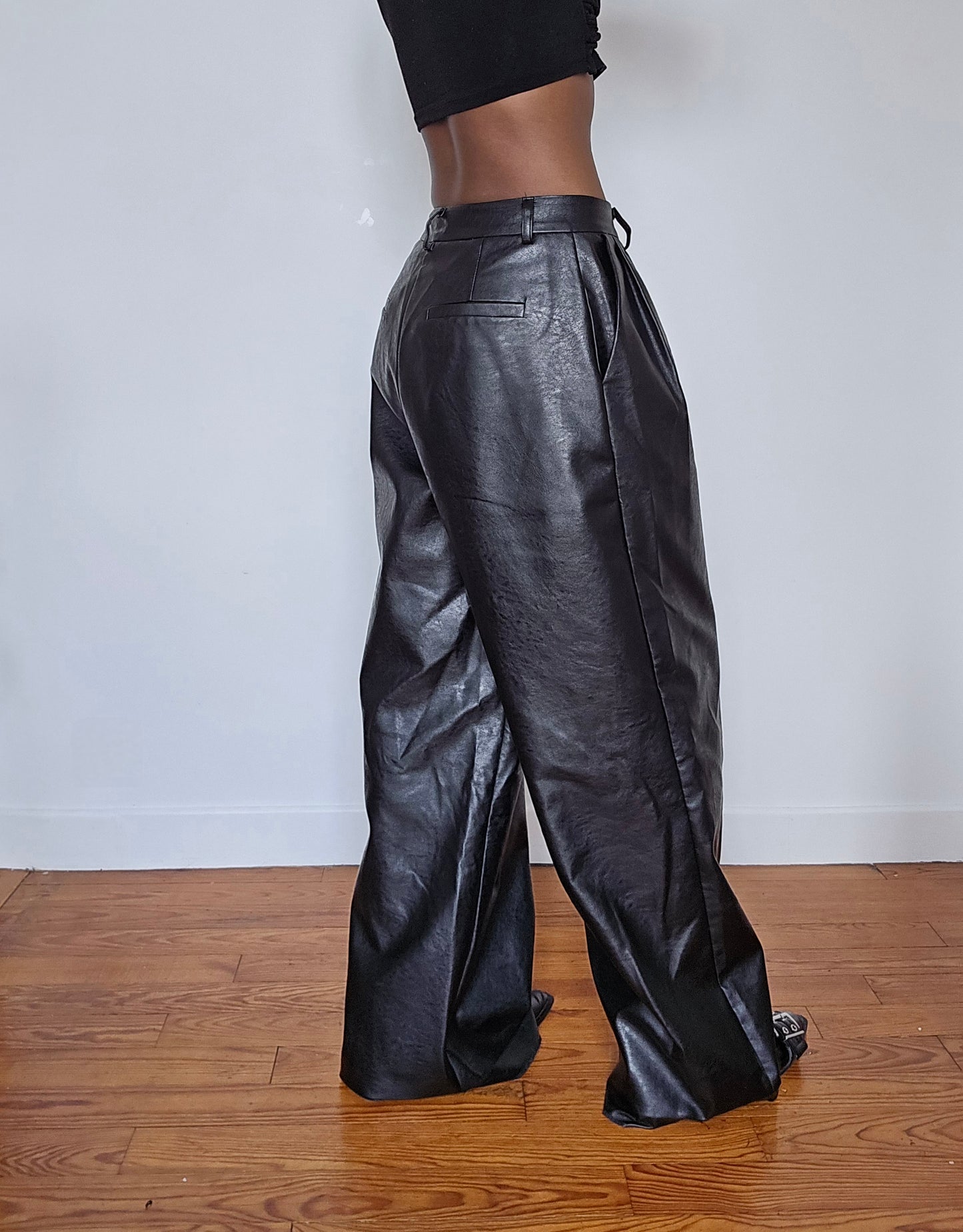 Large leather pants suit